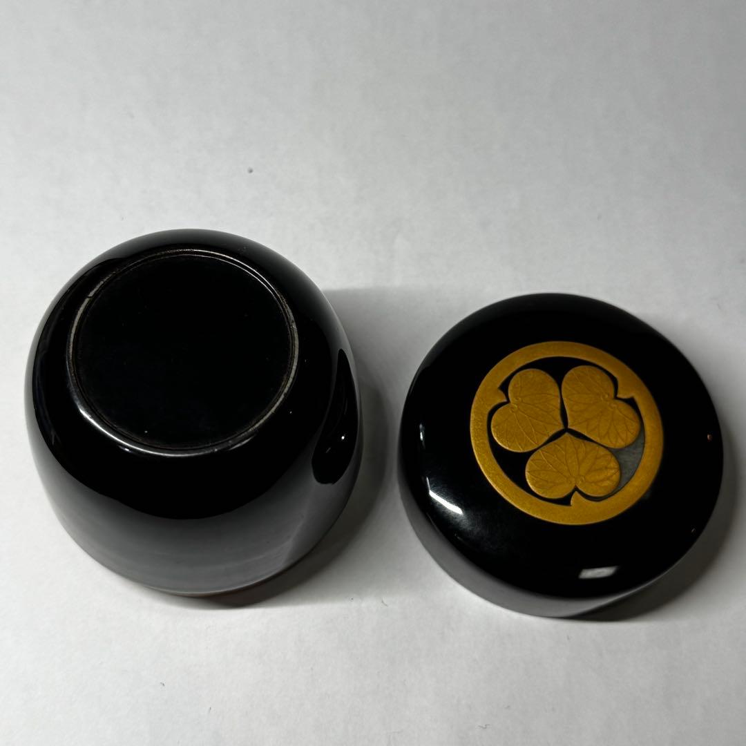 徳川三つ葉葵紋 棗 金蒔絵 漆塗 共箱 茶道具