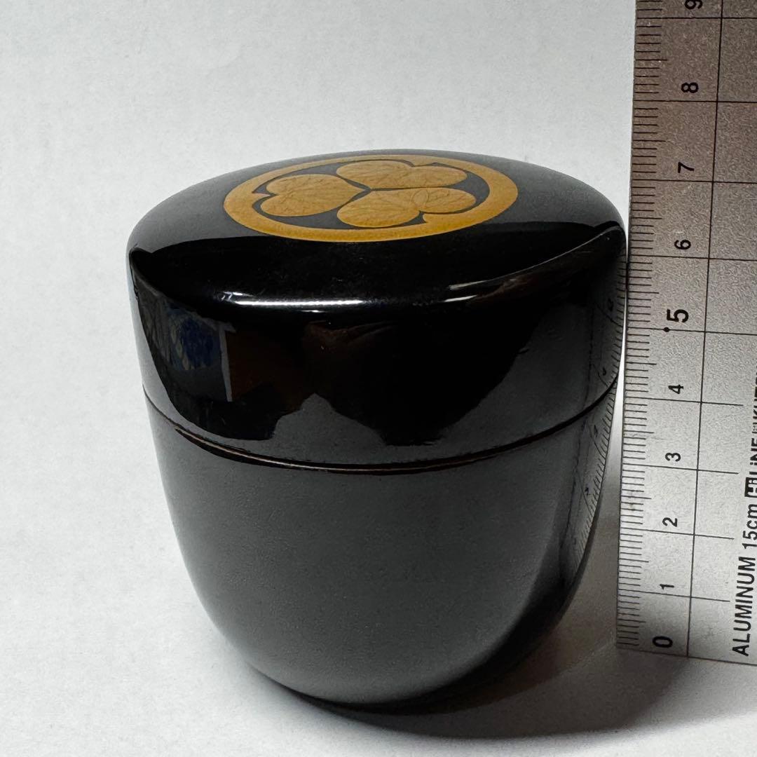 徳川三つ葉葵紋 棗 金蒔絵 漆塗 共箱 茶道具