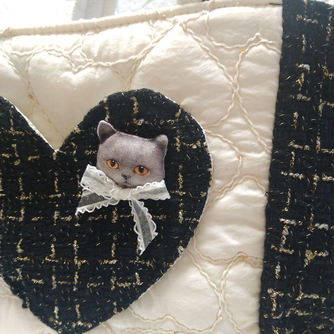 ゆ*ら様 コヤンイサムチョン☆ころりんトートバッグ　ハート刺繍＆ツイード黒　ラブ