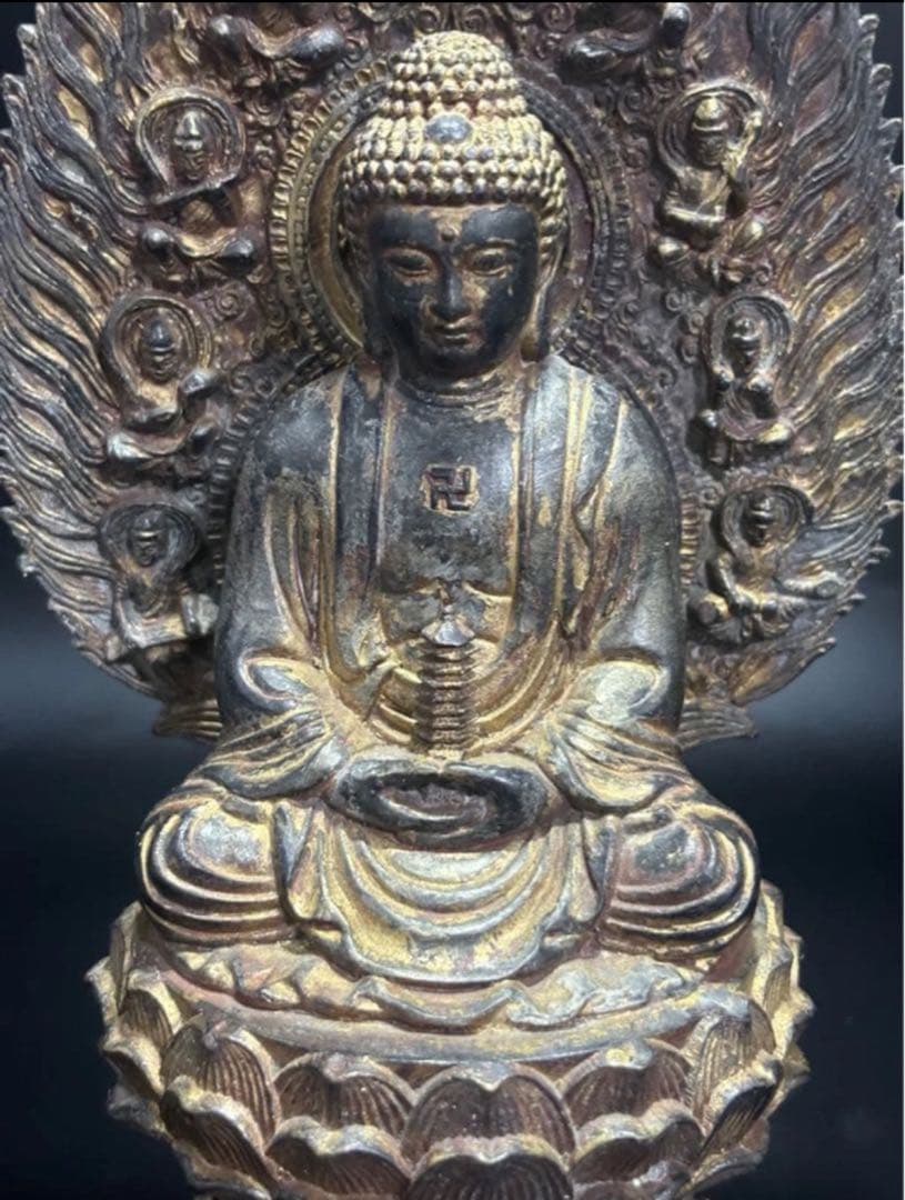 (期間セール)銅製　仏像 細かい彫刻　お釈迦様 釈迦如来　2つ