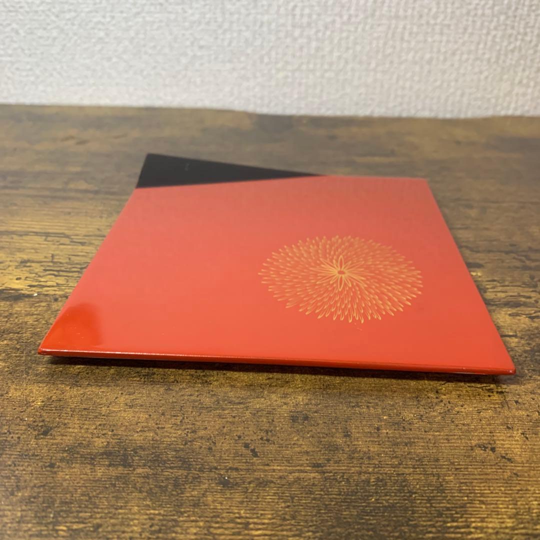 E-1 【極美品】伝統工芸 漆器 銘々皿 5枚セット 朱塗り 菊蒔絵 菓子皿