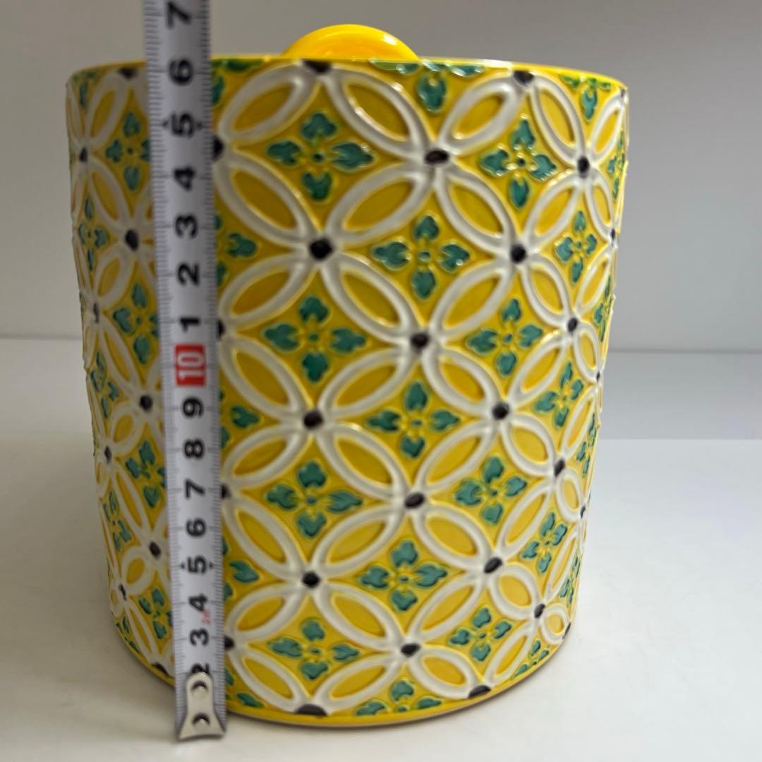 専用　中村翠嵐　黄交趾七宝水指　共箱　口径16/高さ16.5cm トトチ
