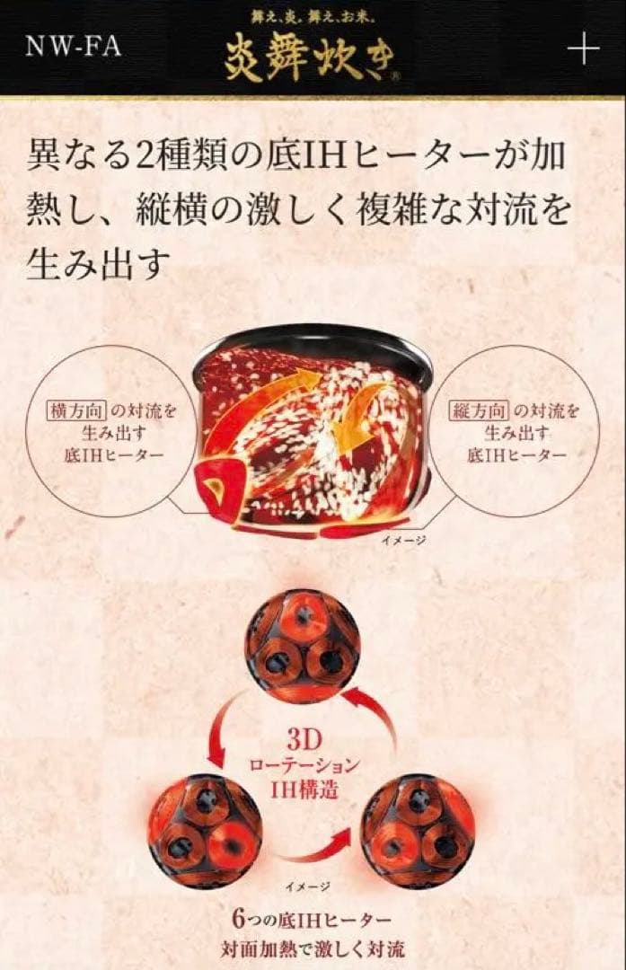 【美品】象印 炎舞炊き NW-FA10-BZ 1.0L 5.5合　最高級の炊飯器