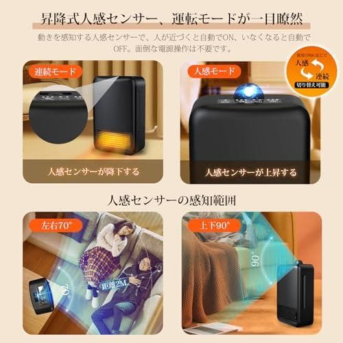 新品 【人感センサー付き 節電対策】セラミックファンヒーター 600W/1200