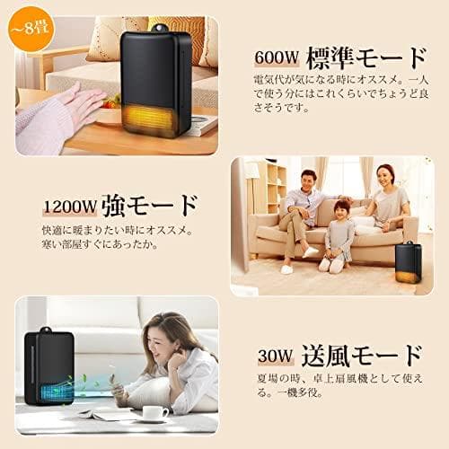 新品 【人感センサー付き 節電対策】セラミックファンヒーター 600W/1200