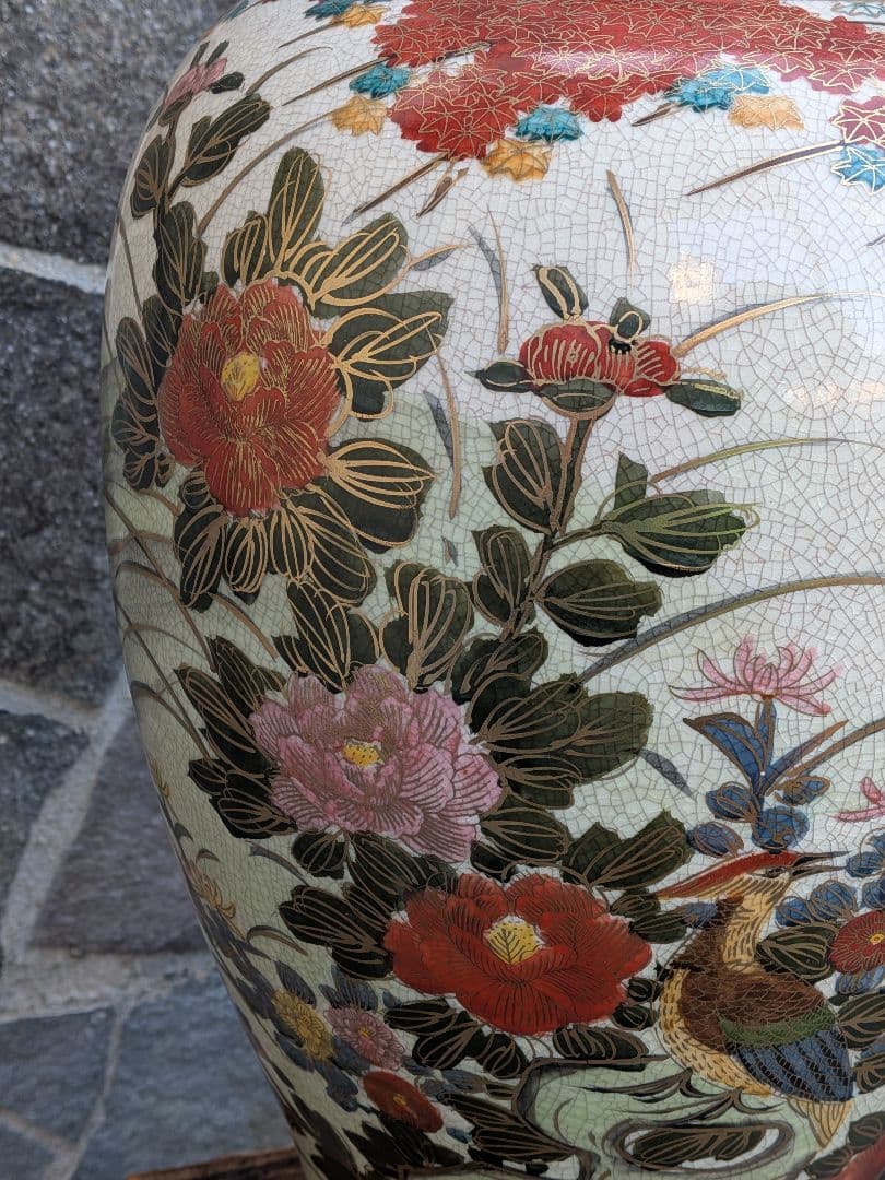 薩摩焼 田薩摩印 丸十字 白薩摩 花瓶　明治期