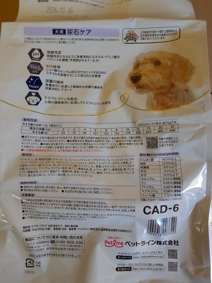 rtptg119様ドクターズケア犬用療法食尿石ケア3kg×2袋