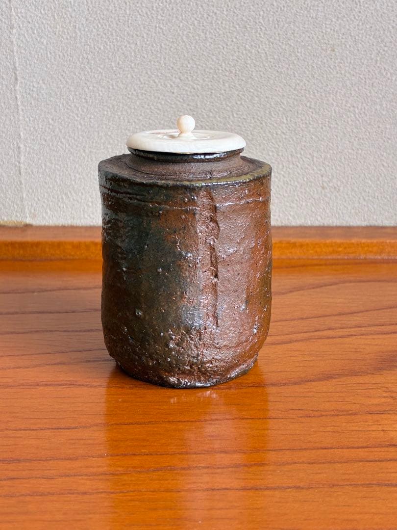安倍安人　備前　茶入