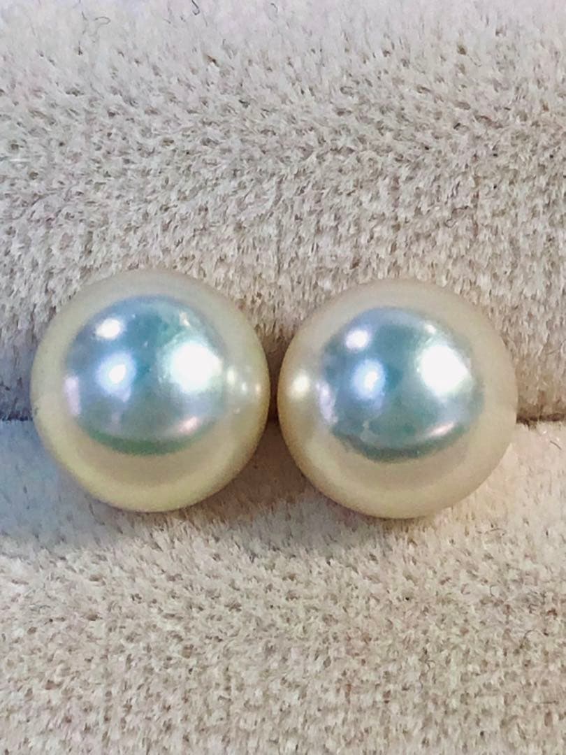 NO-915 k14WGアコヤ真珠パールピアス9.5〜9.6mm