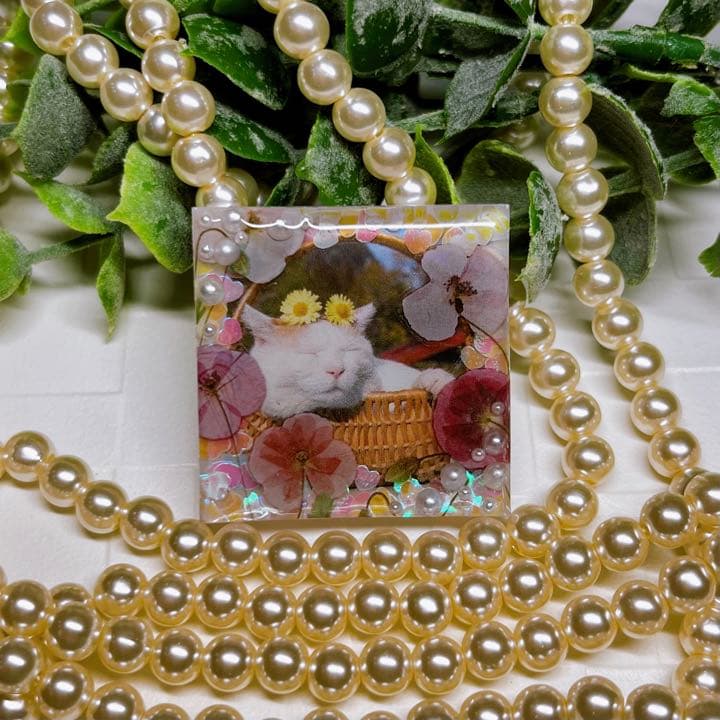 ゆきそら様お取置き レジンヘアゴム 大きめ3.5cm カゴ猫ちゃんNo.790