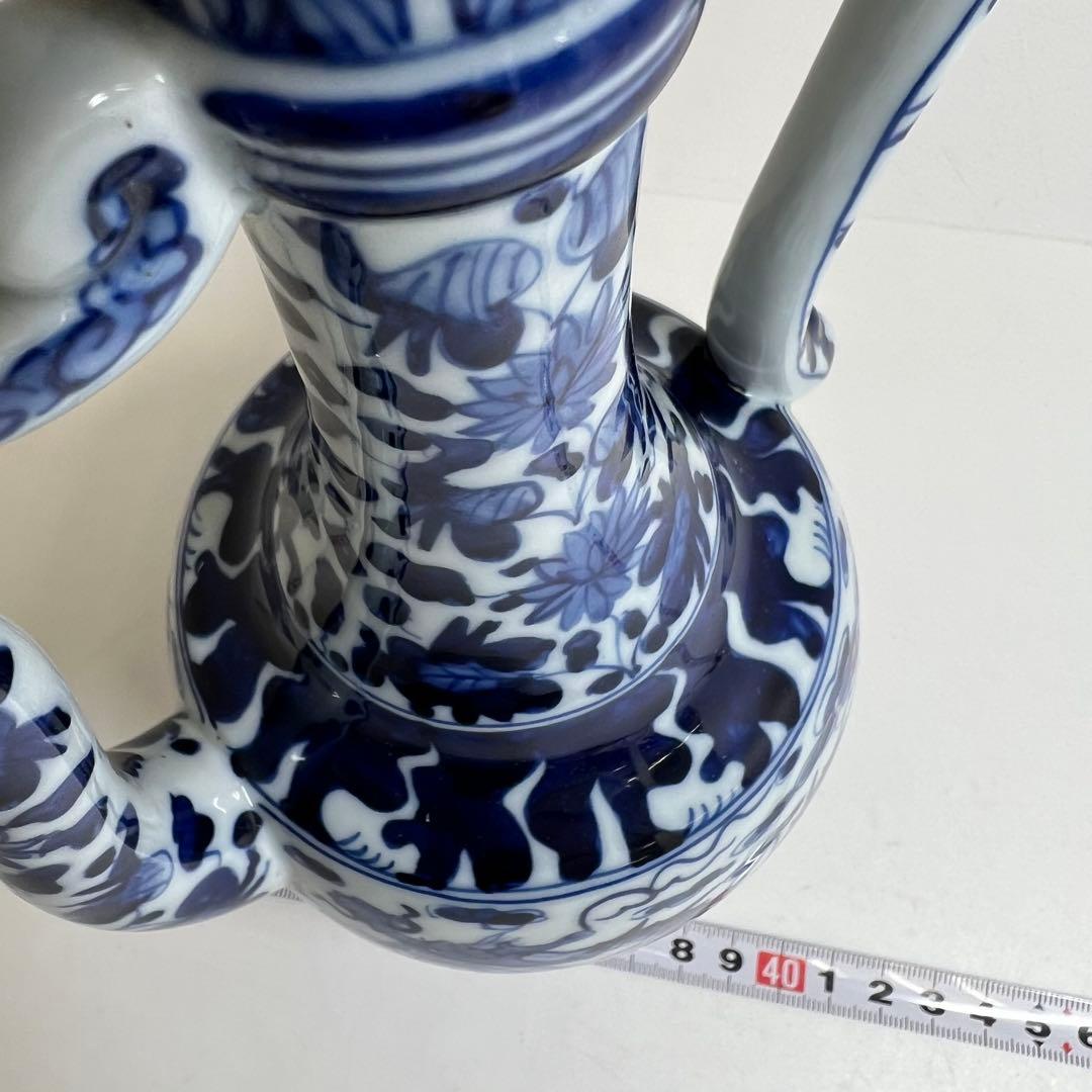 中国美術　青花水次　高さ31.5cm 東K8-0330②タサオ