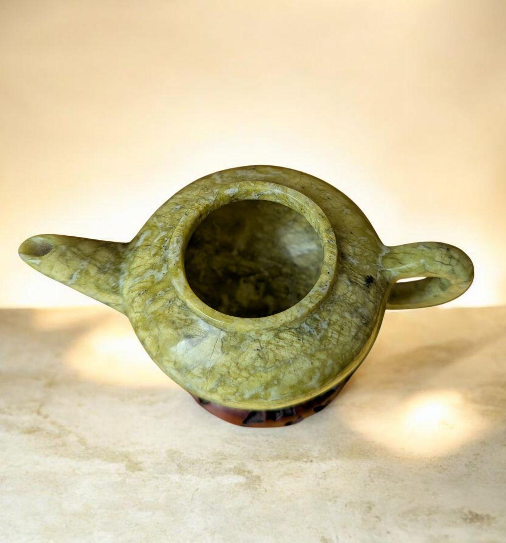 【珍品】 硬玉中国 翡翠彫刻 茶道具 急須 置物 アンティーク