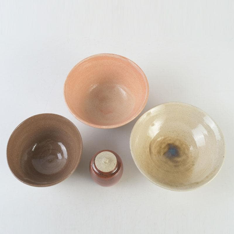 茶道具　日義窯　二代目　日義椿山作　茶碗　茶入　四点まとめて　V　A23