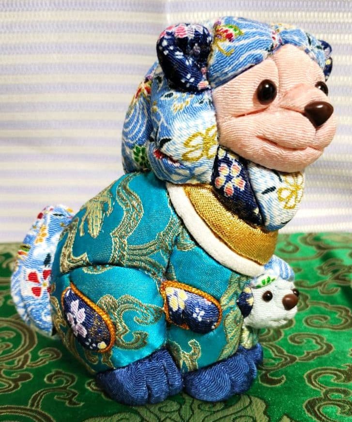 木目込み人形 シーサー家族(青)