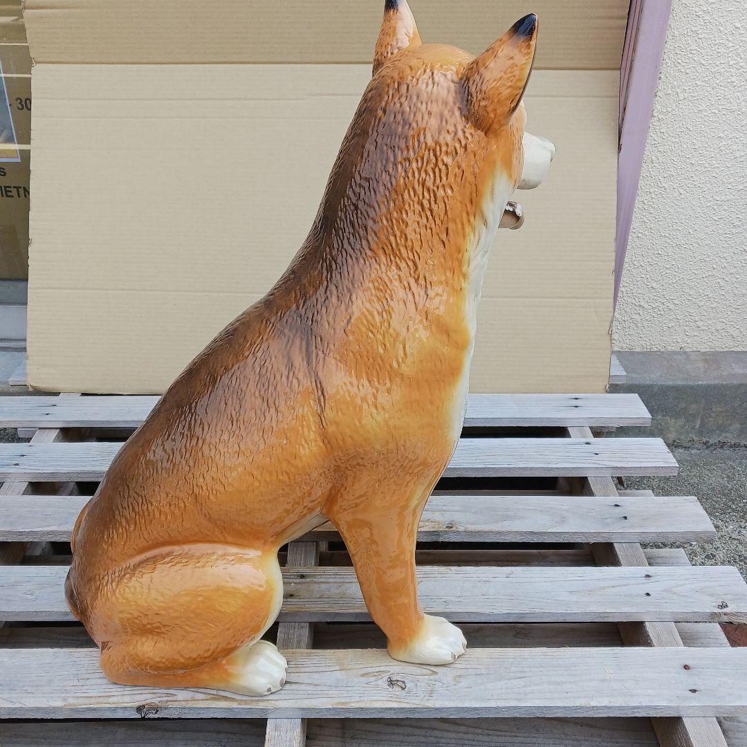 新品　陶器犬　大型犬　柴犬　難有　オブジェ　置物　イエロー　黄　オーナメント　庭