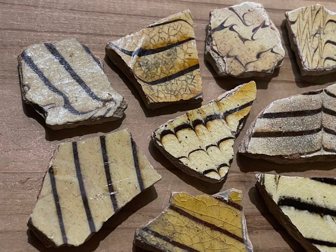 18世紀 イギリス スリップウェア陶片 F / 1700年代 アンティーク民藝