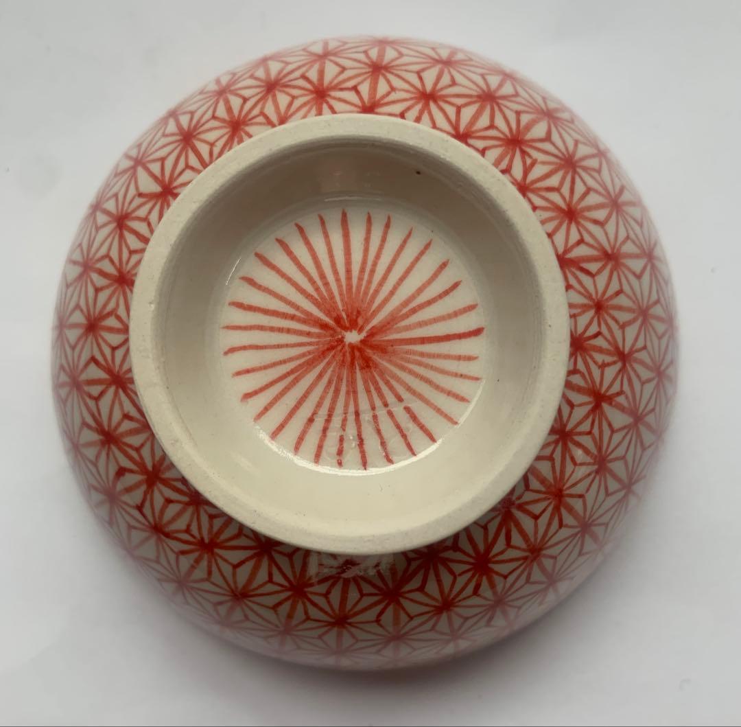 麻の葉.桜のお茶碗（赤）