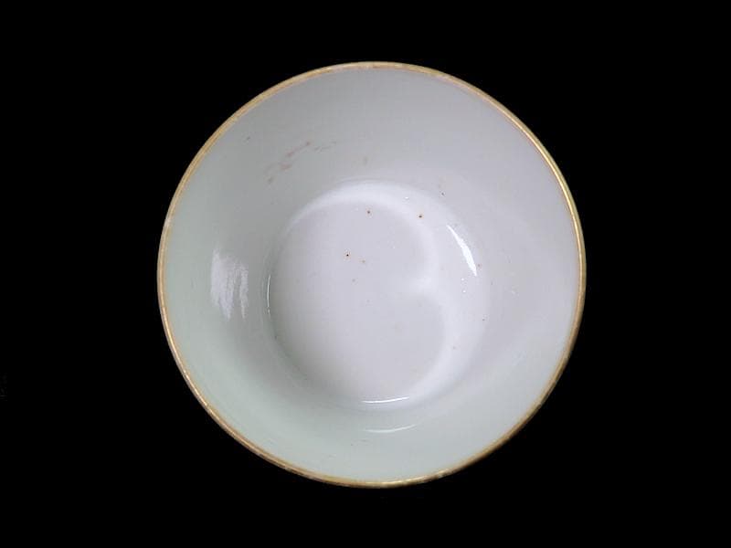 古伊万里　白磁　金彩　雪輪に若松の図　蕎麦猪口　江戸期　C521AS-CKv