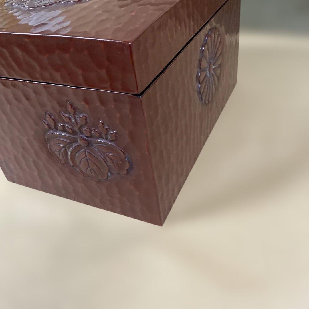 茶箱　菊桐彫模様　未使用