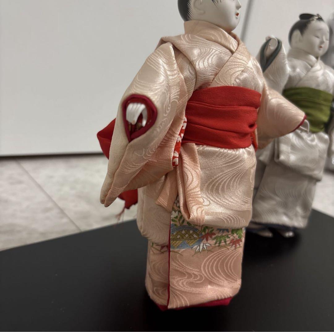【舞踊人形 2体セット】京人形 童人形 日本人形 台座付 和装 置物 昭和レトロ