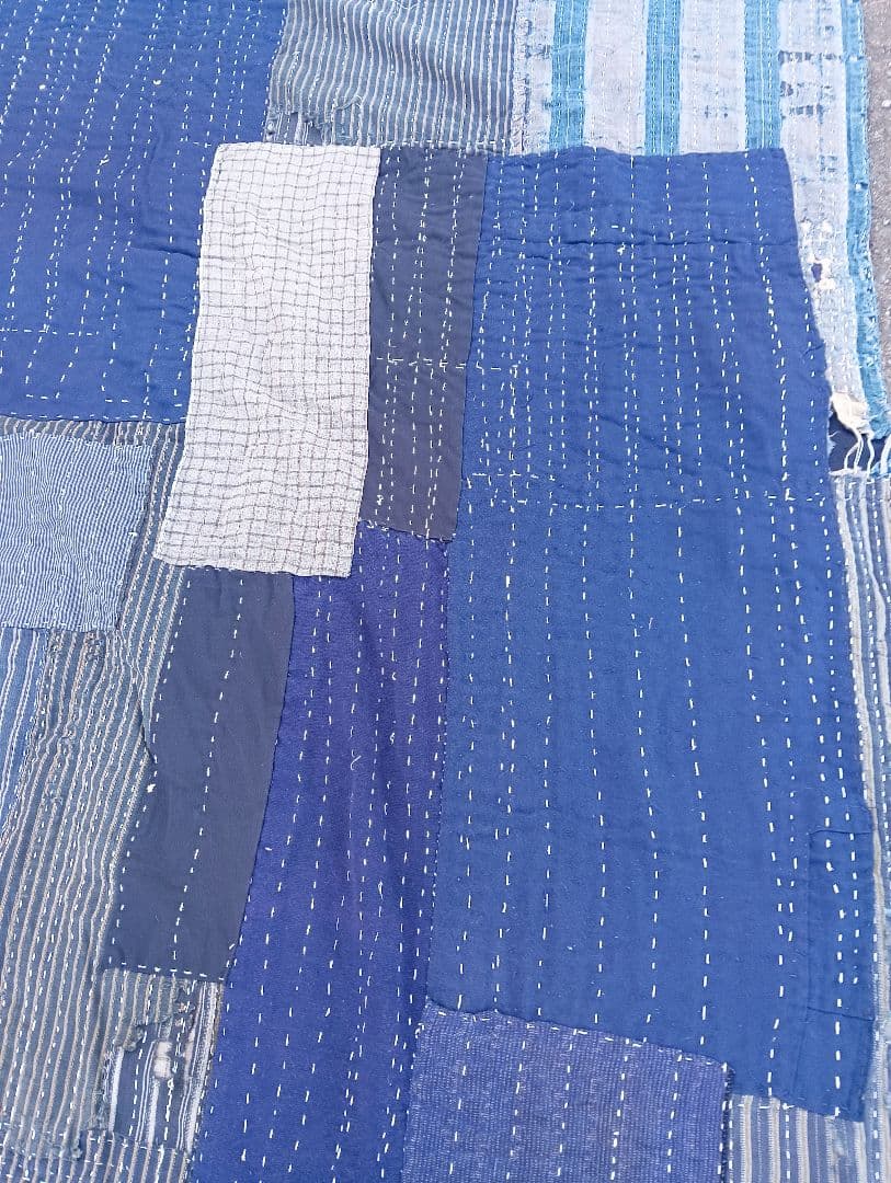 襤褸　刺子　敷物　綿　バッチワーク　リメイク