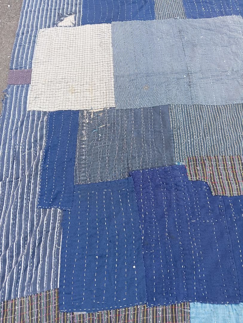 襤褸　刺子　敷物　綿　バッチワーク　リメイク