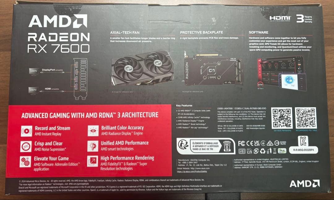新品未開封　ASUS Dual Radeon RX 7600 ビデオカード