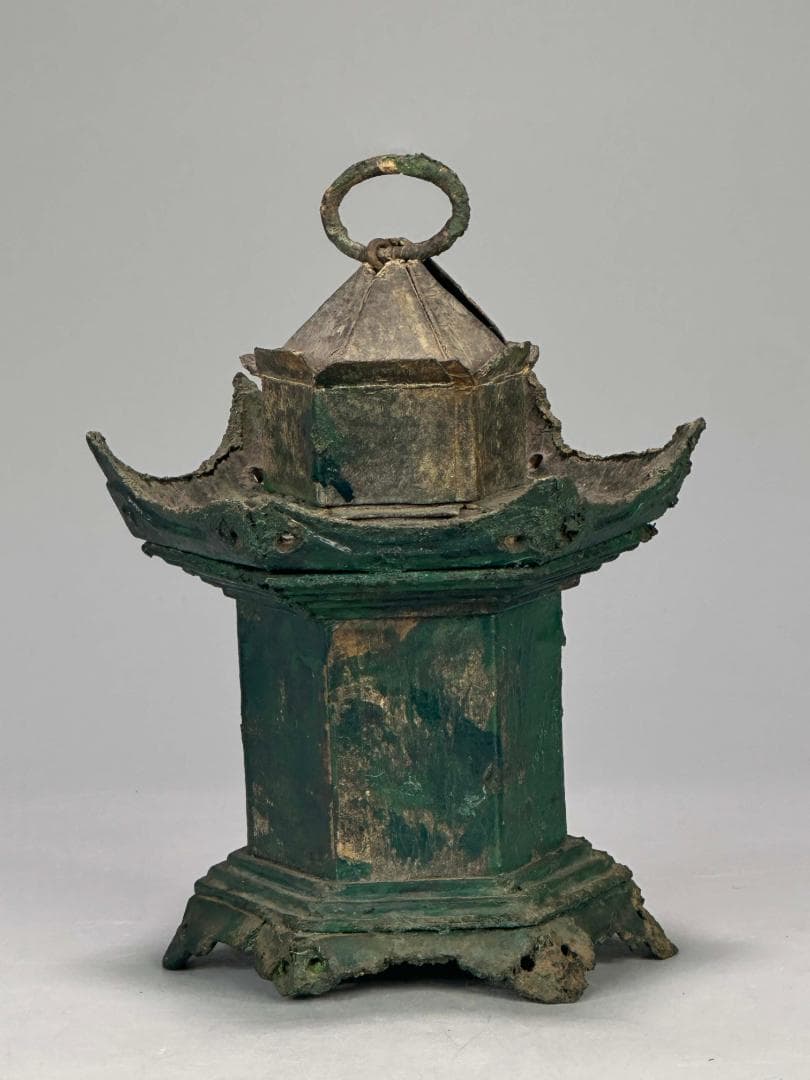 UM16日本美術吊灯籠 江戸期 仏教美術 寺院灯篭 神仏具 古銅灯籠 六角灯籠