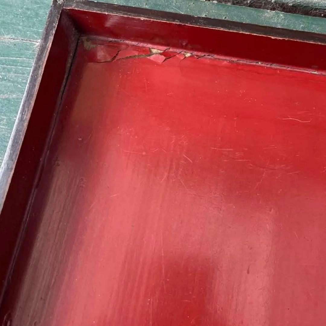 赤い木製正方形の膳【レトロ】
