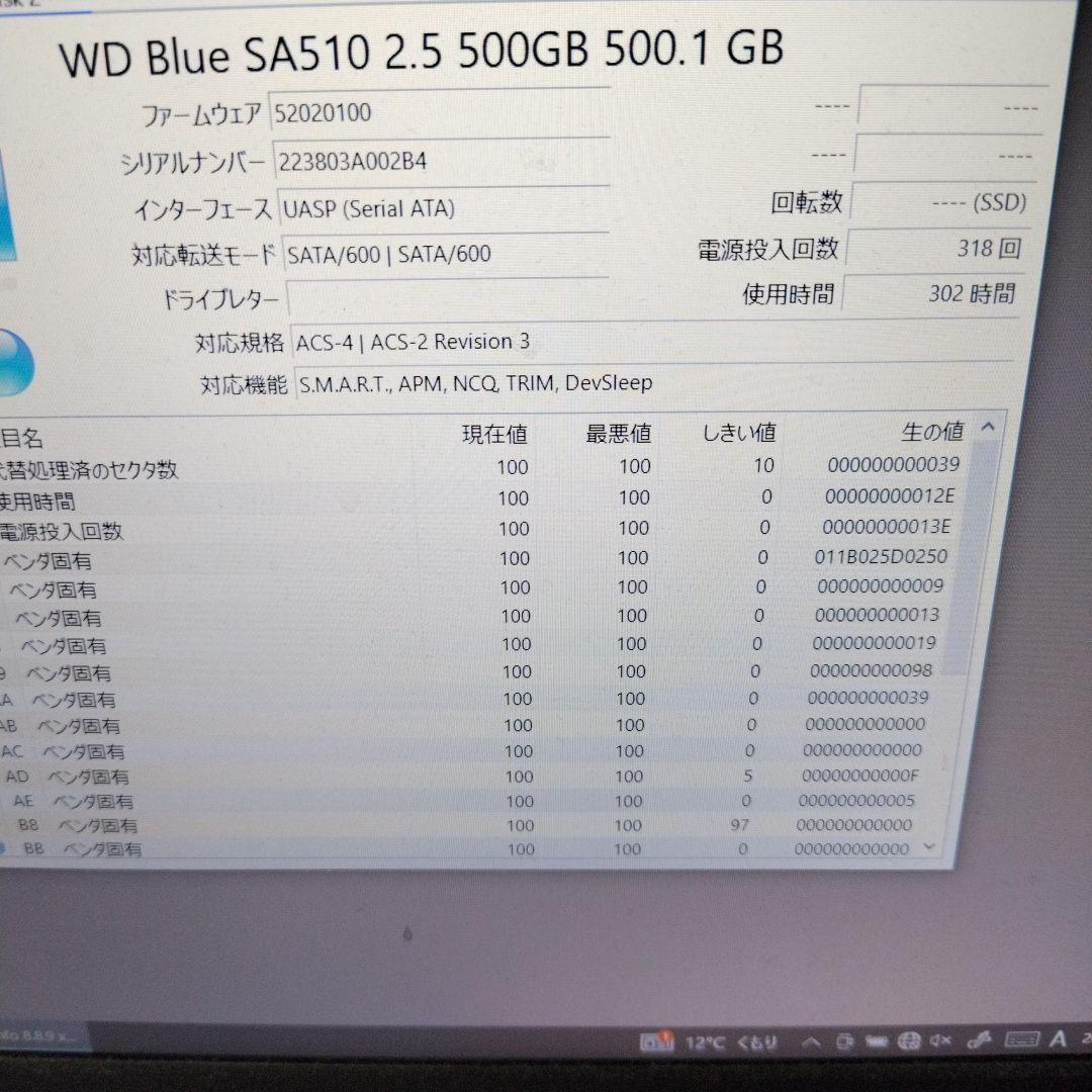 WD Blue SA510 500GB SATA SSD 2.5インチ