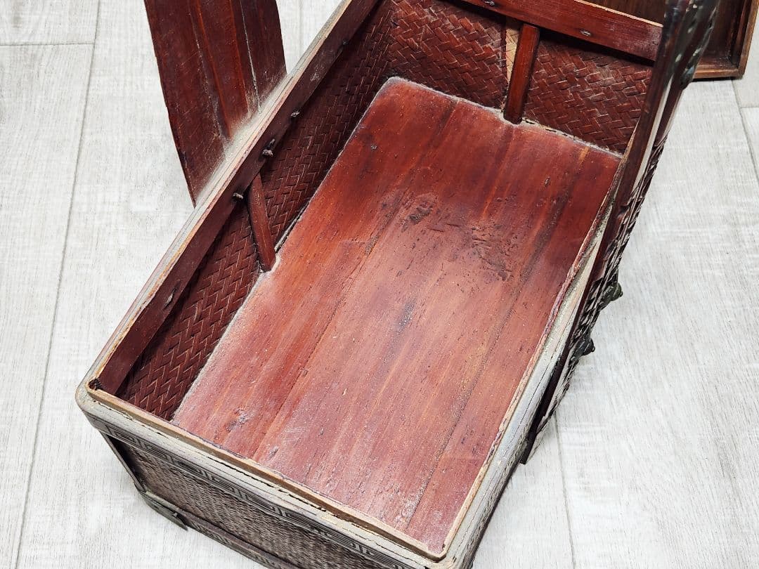 煎茶道具 茶道具箱 煎茶道具箱 茶道 茶収納箱 提藍 骨董品 現状品 ていらん