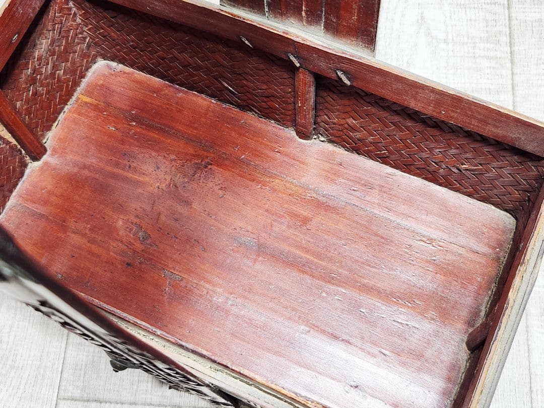 煎茶道具 茶道具箱 煎茶道具箱 茶道 茶収納箱 提藍 骨董品 現状品 ていらん