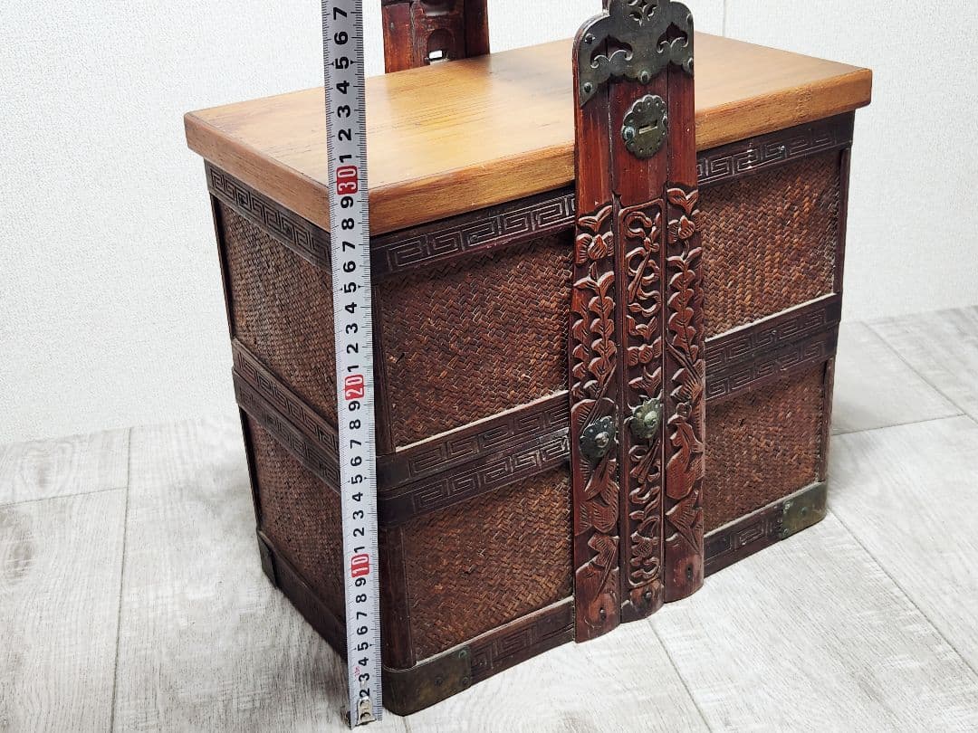 煎茶道具 茶道具箱 煎茶道具箱 茶道 茶収納箱 提藍 骨董品 現状品 ていらん