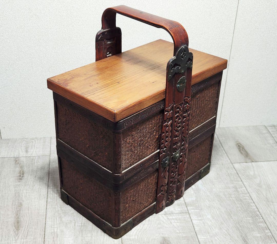 煎茶道具 茶道具箱 煎茶道具箱 茶道 茶収納箱 提藍 骨董品 現状品 ていらん