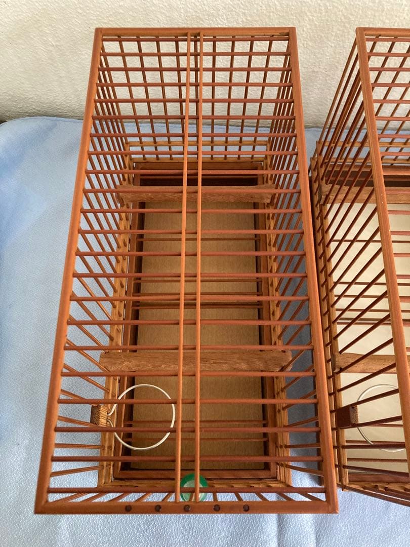 新品未使用品　竹細工　メジロ籠　3個　寝かせ箱（屋久杉使用）セット　竹ひごおまけ