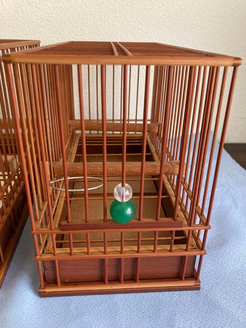 新品未使用品　竹細工　メジロ籠　3個　寝かせ箱（屋久杉使用）セット　竹ひごおまけ