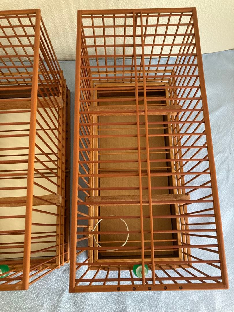 新品未使用品　竹細工　メジロ籠　3個　寝かせ箱（屋久杉使用）セット　竹ひごおまけ