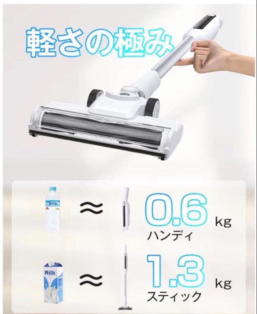 【新品未使用】掃除機コードレス 超強力吸引 自立式 LEDライト付き 超軽量