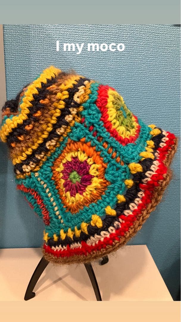 ハンドメイド☺︎グラニースクエア☺︎ウッドストックハット☺︎深めバケハ☺︎ヒッピー☺︎