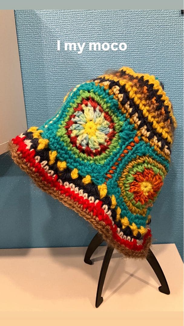 ハンドメイド☺︎グラニースクエア☺︎ウッドストックハット☺︎深めバケハ☺︎ヒッピー☺︎
