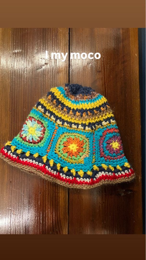 ハンドメイド☺︎グラニースクエア☺︎ウッドストックハット☺︎深めバケハ☺︎ヒッピー☺︎