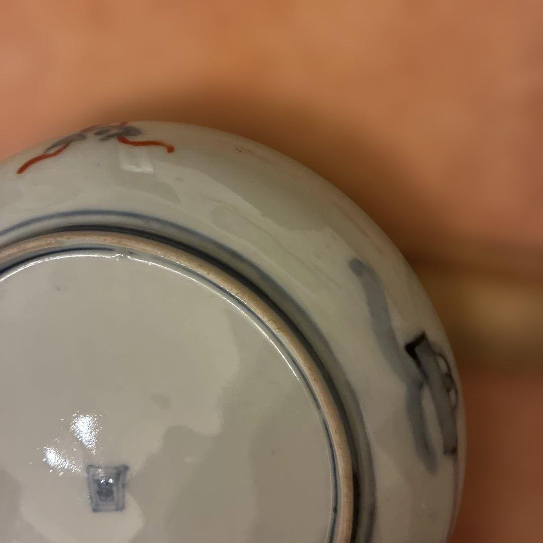 【美品】 5 古伊万里 金蘭手 見込桃 角冨印 時代物