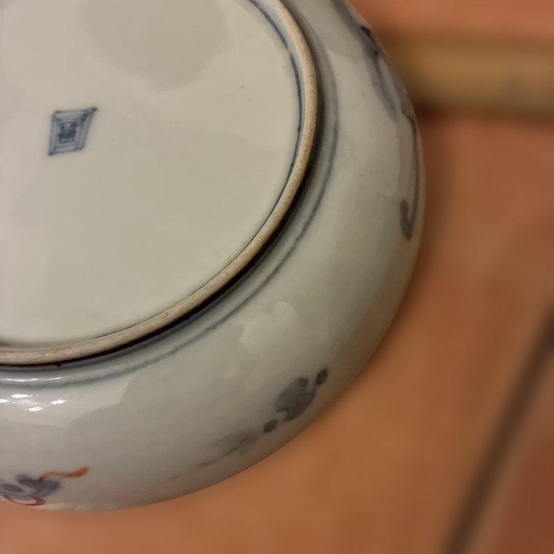 【美品】 5 古伊万里 金蘭手 見込桃 角冨印 時代物