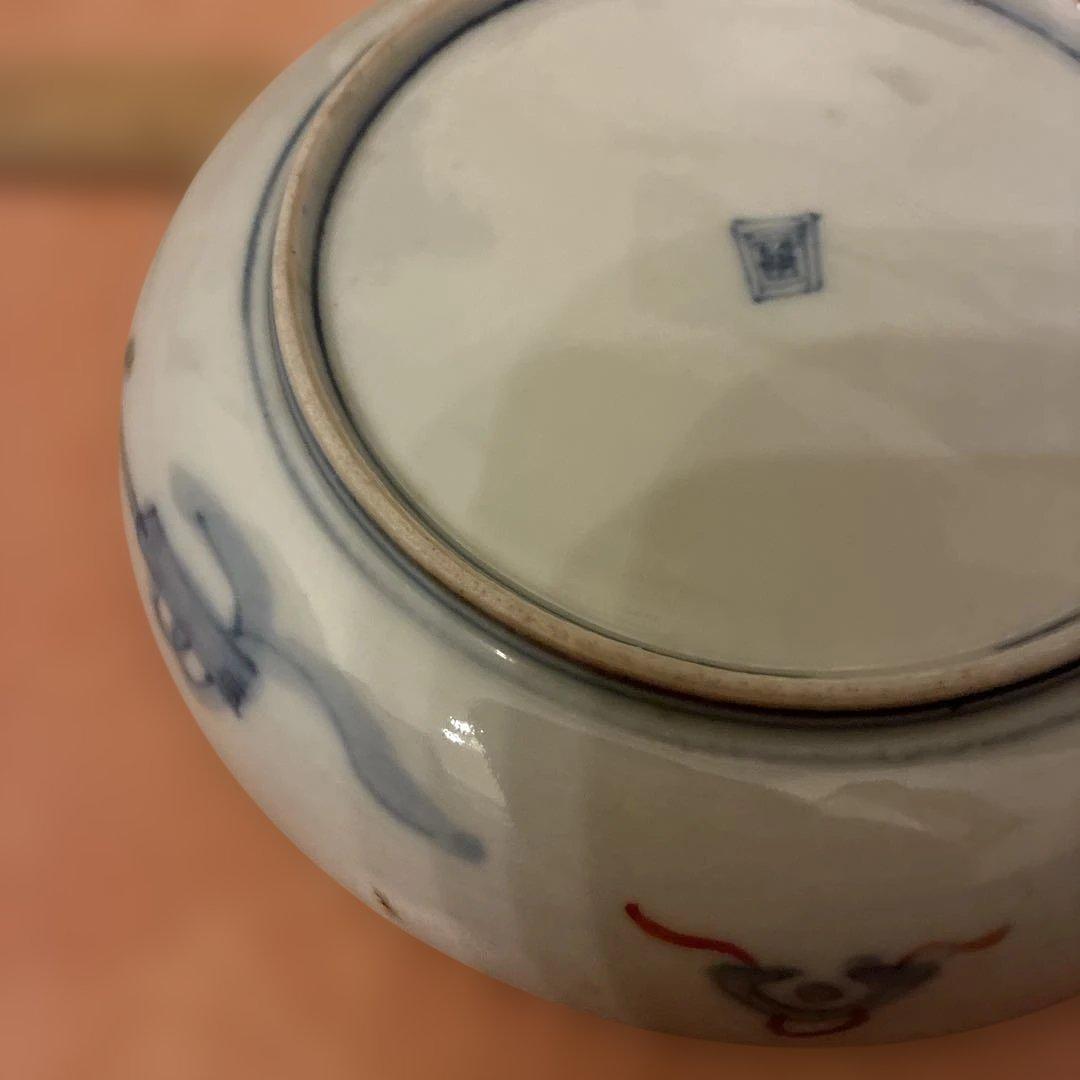 【美品】 5 古伊万里 金蘭手 見込桃 角冨印 時代物