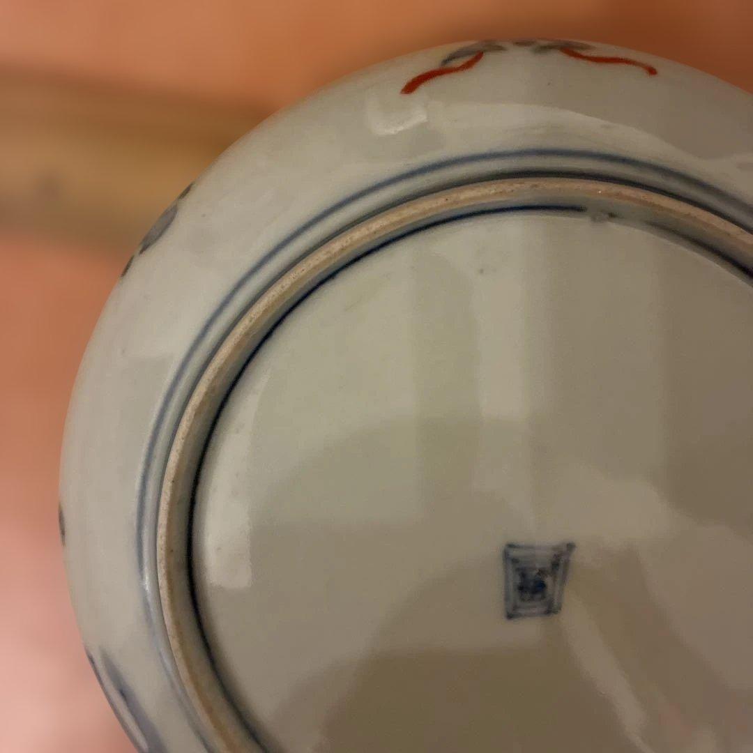【美品】 5 古伊万里 金蘭手 見込桃 角冨印 時代物