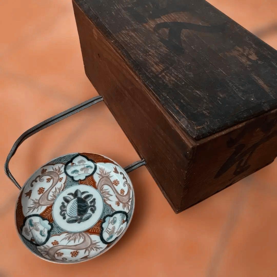 【美品】 5 古伊万里 金蘭手 見込桃 角冨印 時代物