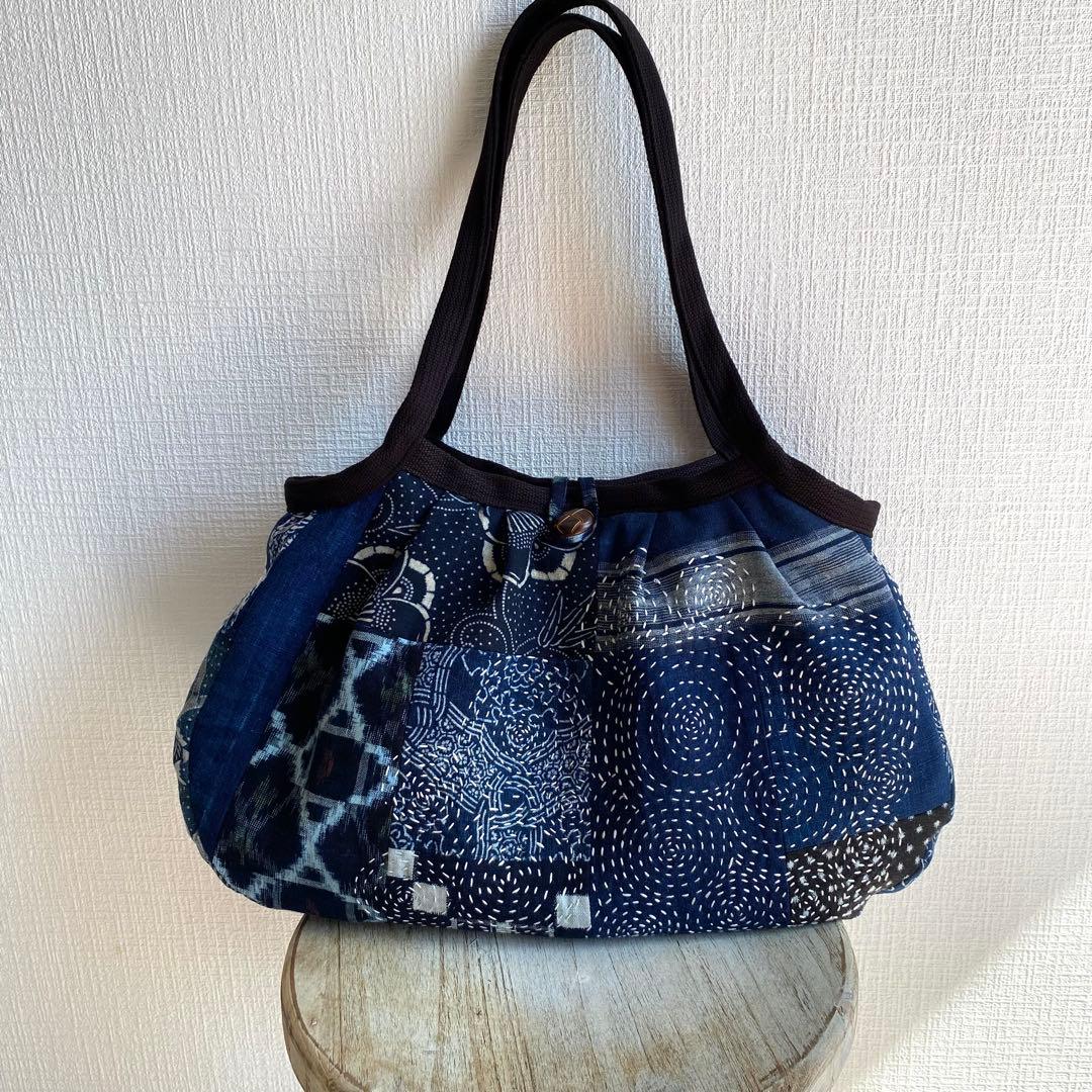古布 襤褸 刺し子 パッチワークバッグ｜一点もの ハンドメイド 藍染 手仕事