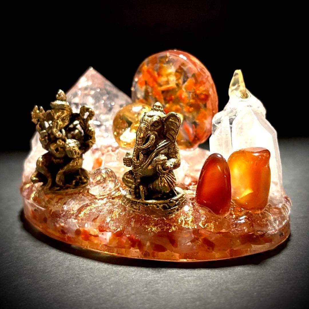 ✨ガネーシャの集い✨オルゴナイト✨オブジェ✨カーネリアン✨シトリン✨水晶✨