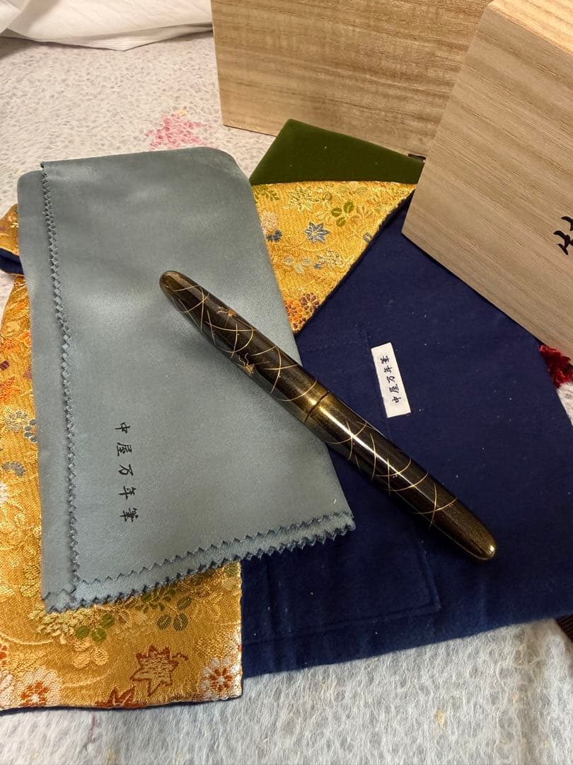 中屋万年筆高蒔絵-鈴虫、螺鈿、NAKATA、シガー、ロング