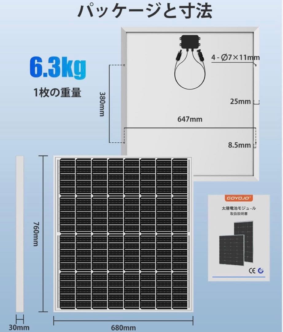 ソーラーパネル 200w 100w×2枚 MC4コネクタ付属
